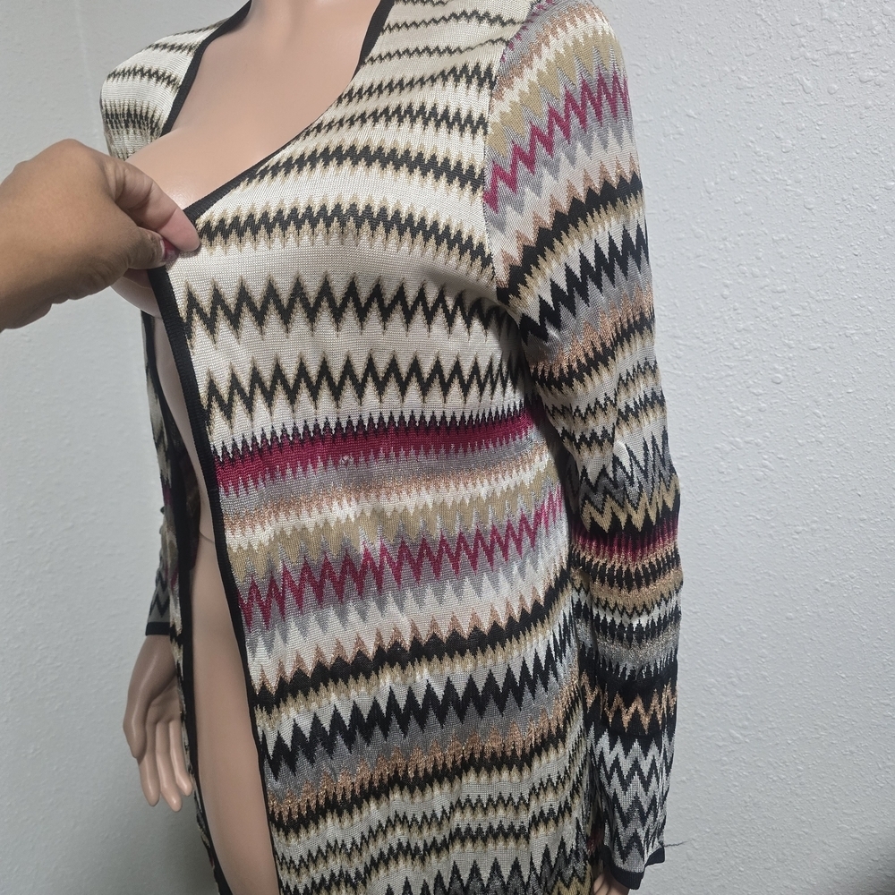 Chico's Black and Cream Zigzag Cardigan - Picture 2 of 6